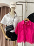 MATINEE Summer Collar Down Lacey Border Short Sleeves Shirt